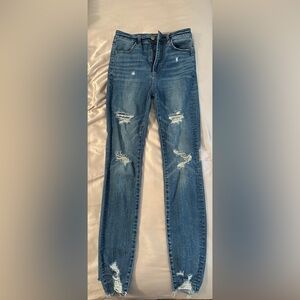 American Eagle Outfitters Blue Distressed Skinny Jeans